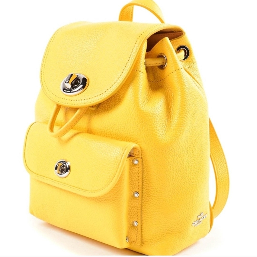 NWOT Coach Billie Mini Turnlock Canary Yellow Pebbled Backpack :)